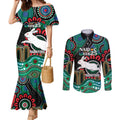 Custom NAIDOC Week 2025 Rabbitohs Couples Matching Mermaid Dress and Long Sleeve Button Shirt Go Souths Indigenous Art