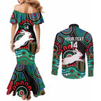 Custom NAIDOC Week 2025 Rabbitohs Couples Matching Mermaid Dress and Long Sleeve Button Shirt Go Souths Indigenous Art
