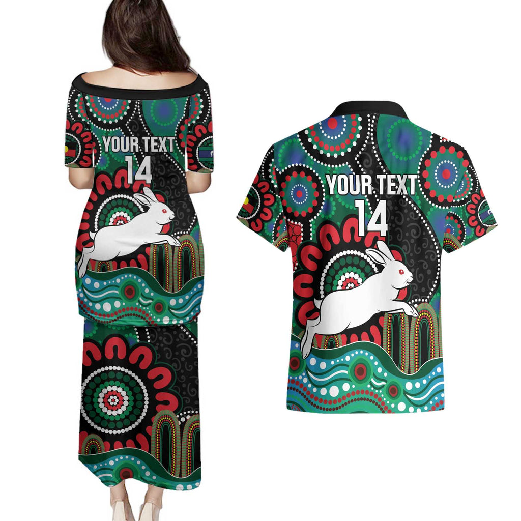 Custom NAIDOC Week 2025 Rabbitohs Couples Matching Puletasi and Hawaiian Shirt Go Souths Indigenous Art