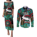 Custom NAIDOC Week 2025 Rabbitohs Couples Matching Puletasi and Long Sleeve Button Shirt Go Souths Indigenous Art