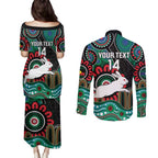 Custom NAIDOC Week 2025 Rabbitohs Couples Matching Puletasi and Long Sleeve Button Shirt Go Souths Indigenous Art