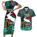 Custom NAIDOC Week 2025 Rabbitohs Couples Matching Short Sleeve Bodycon Dress and Hawaiian Shirt Go Souths Indigenous Art