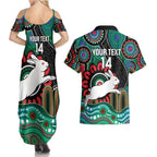 Custom NAIDOC Week 2025 Rabbitohs Couples Matching Summer Maxi Dress and Hawaiian Shirt Go Souths Indigenous Art
