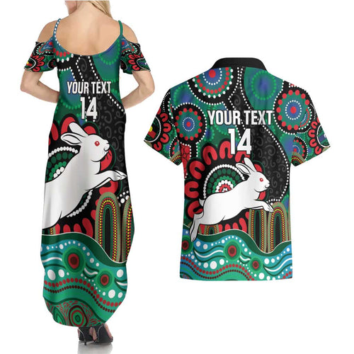 Custom NAIDOC Week 2025 Rabbitohs Couples Matching Summer Maxi Dress and Hawaiian Shirt Go Souths Indigenous Art