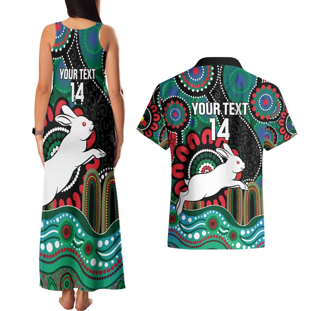 Custom NAIDOC Week 2025 Rabbitohs Couples Matching Tank Maxi Dress and Hawaiian Shirt Go Souths Indigenous Art