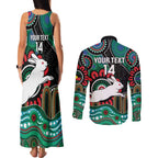Custom NAIDOC Week 2025 Rabbitohs Couples Matching Tank Maxi Dress and Long Sleeve Button Shirt Go Souths Indigenous Art
