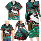 Custom NAIDOC Week 2025 Rabbitohs Family Matching Long Sleeve Bodycon Dress and Hawaiian Shirt Go Souths Indigenous Art