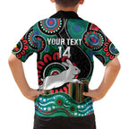 Custom NAIDOC Week 2025 Rabbitohs Family Matching Off The Shoulder Long Sleeve Dress and Hawaiian Shirt Go Souths Indigenous Art