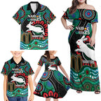 Custom NAIDOC Week 2025 Rabbitohs Family Matching Off Shoulder Maxi Dress and Hawaiian Shirt Go Souths Indigenous Art
