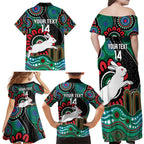 Custom NAIDOC Week 2025 Rabbitohs Family Matching Off Shoulder Maxi Dress and Hawaiian Shirt Go Souths Indigenous Art