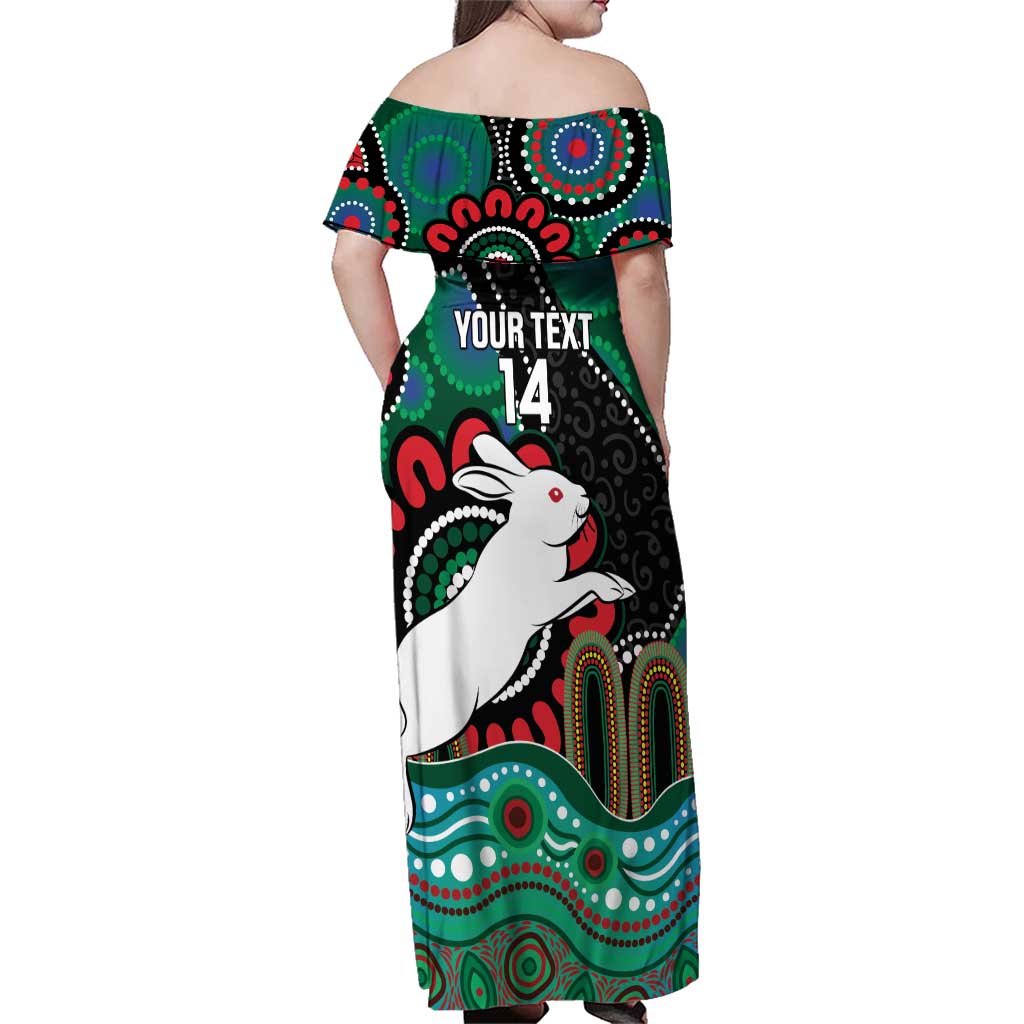 Custom NAIDOC Week 2025 Rabbitohs Family Matching Off Shoulder Maxi Dress and Hawaiian Shirt Go Souths Indigenous Art