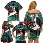 Custom NAIDOC Week 2025 Rabbitohs Family Matching Off Shoulder Short Dress and Hawaiian Shirt Go Souths Indigenous Art