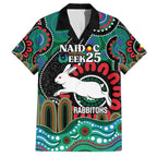 Custom NAIDOC Week 2025 Rabbitohs Family Matching Off Shoulder Short Dress and Hawaiian Shirt Go Souths Indigenous Art