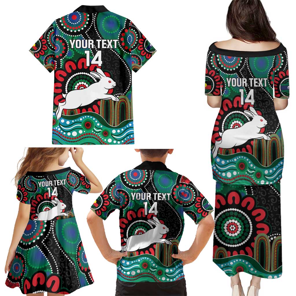 Custom NAIDOC Week 2025 Rabbitohs Family Matching Puletasi and Hawaiian Shirt Go Souths Indigenous Art