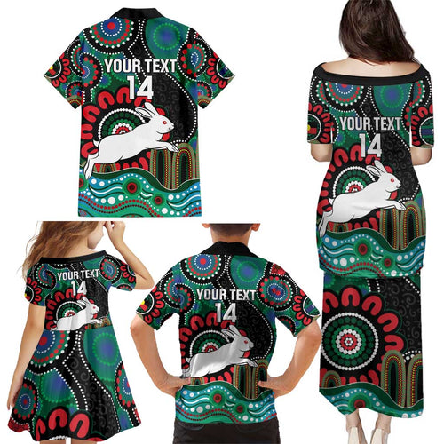 Custom NAIDOC Week 2025 Rabbitohs Family Matching Puletasi and Hawaiian Shirt Go Souths Indigenous Art