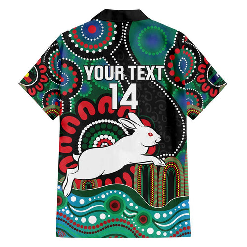 Custom NAIDOC Week 2025 Rabbitohs Family Matching Puletasi and Hawaiian Shirt Go Souths Indigenous Art