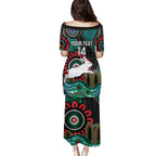 Custom NAIDOC Week 2025 Rabbitohs Family Matching Puletasi and Hawaiian Shirt Go Souths Indigenous Art