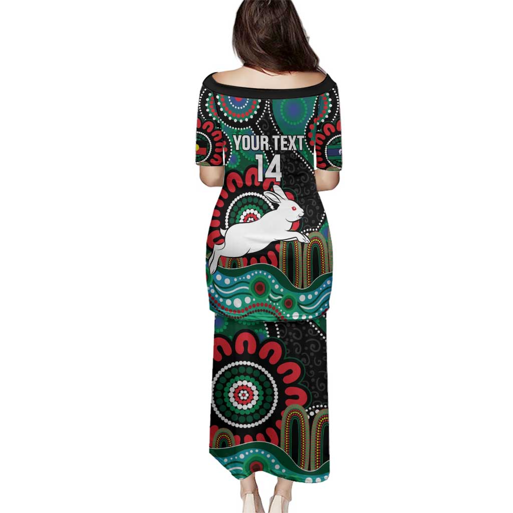 Custom NAIDOC Week 2025 Rabbitohs Family Matching Puletasi and Hawaiian Shirt Go Souths Indigenous Art