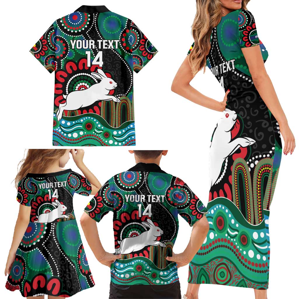 Custom NAIDOC Week 2025 Rabbitohs Family Matching Short Sleeve Bodycon Dress and Hawaiian Shirt Go Souths Indigenous Art
