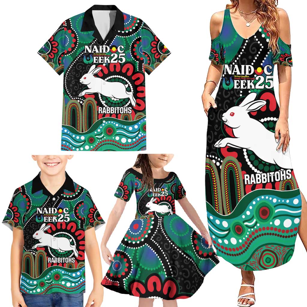 Custom NAIDOC Week 2025 Rabbitohs Family Matching Summer Maxi Dress and Hawaiian Shirt Go Souths Indigenous Art
