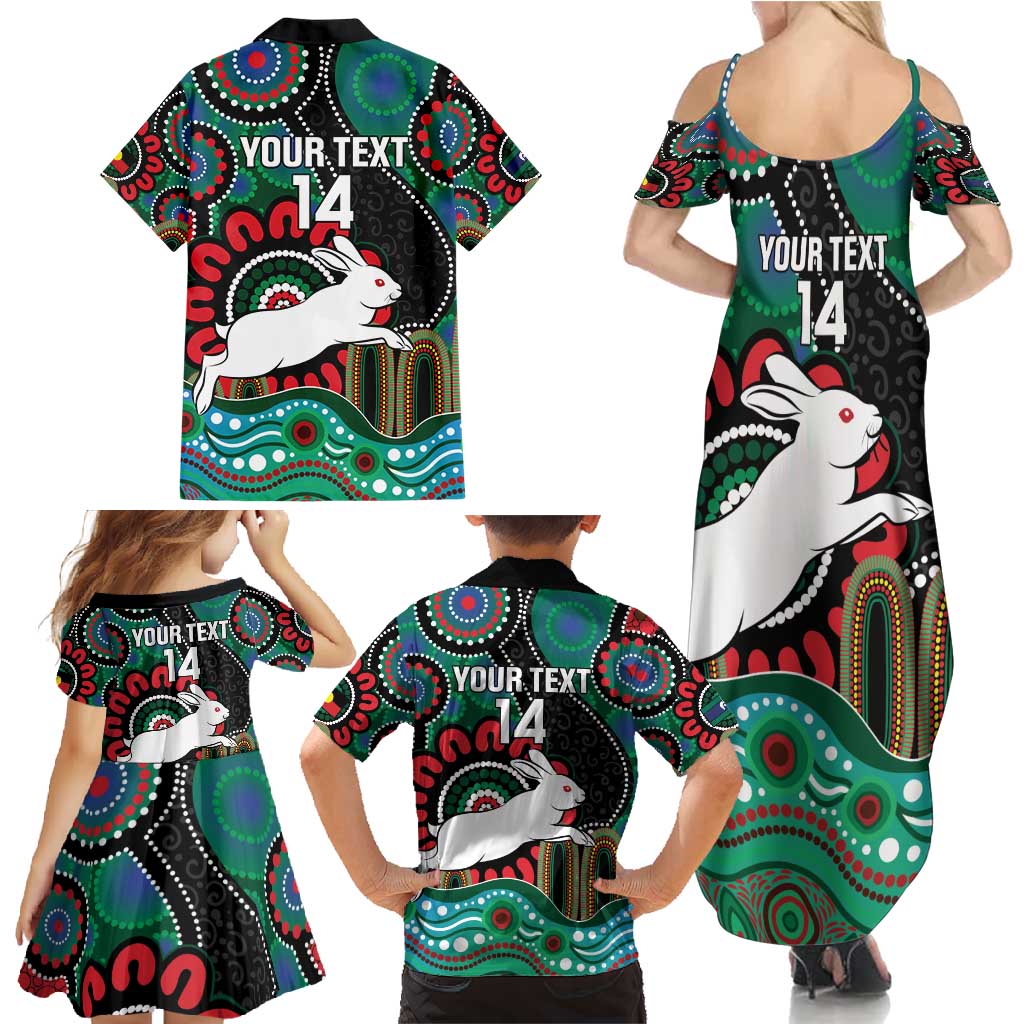 Custom NAIDOC Week 2025 Rabbitohs Family Matching Summer Maxi Dress and Hawaiian Shirt Go Souths Indigenous Art