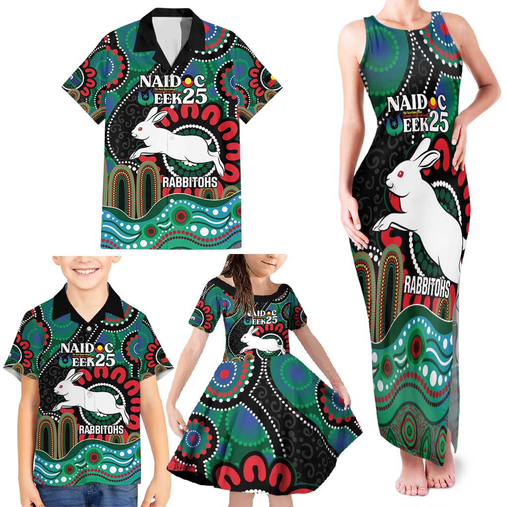 Custom NAIDOC Week 2025 Rabbitohs Family Matching Tank Maxi Dress and Hawaiian Shirt Go Souths Indigenous Art