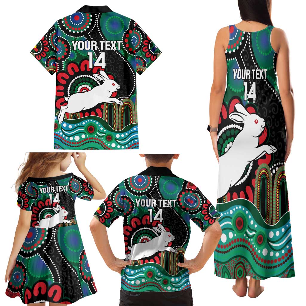 Custom NAIDOC Week 2025 Rabbitohs Family Matching Tank Maxi Dress and Hawaiian Shirt Go Souths Indigenous Art
