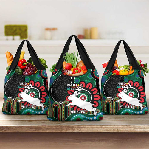 Custom NAIDOC Week 2025 Rabbitohs Grocery Bag Go Souths Indigenous Art