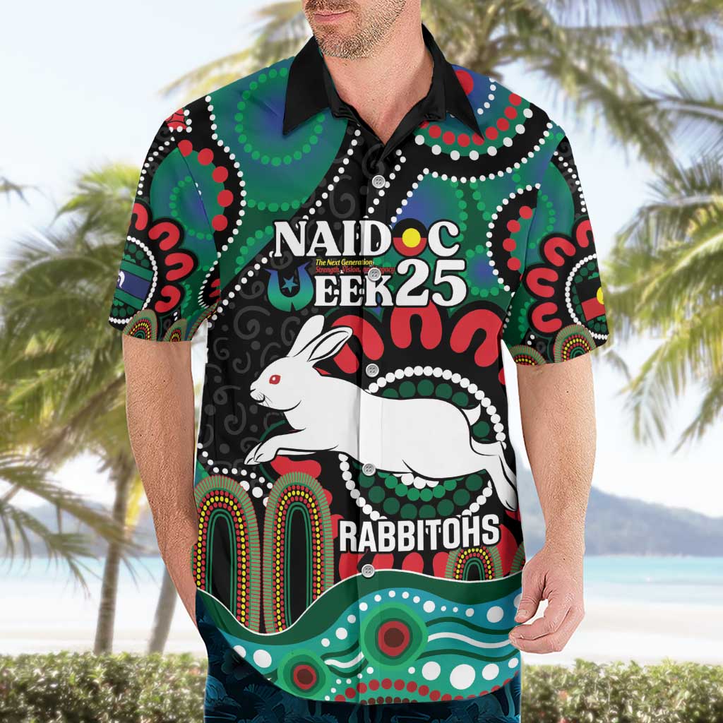 Custom NAIDOC Week 2025 Rabbitohs Hawaiian Shirt Go Souths Indigenous Art