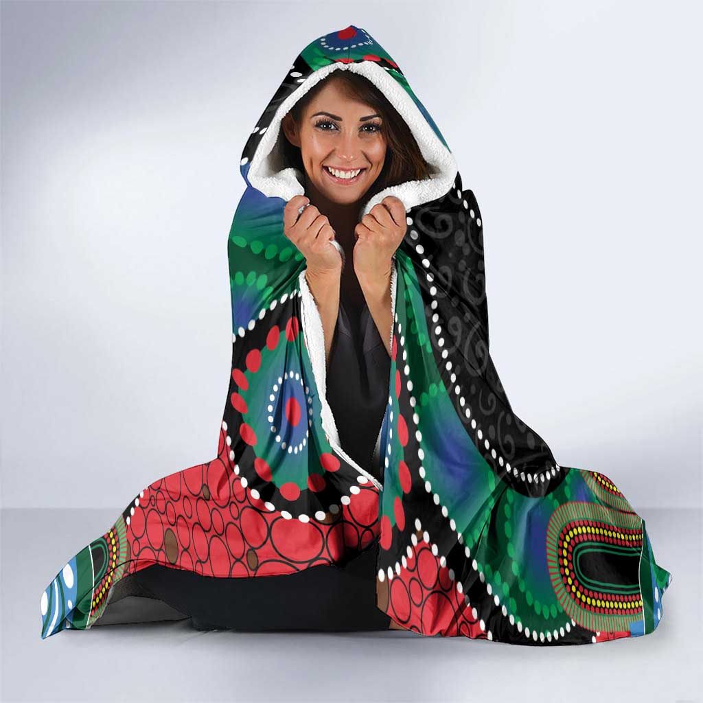 Custom NAIDOC Week 2025 Rabbitohs Hooded Blanket Go Souths Indigenous Art