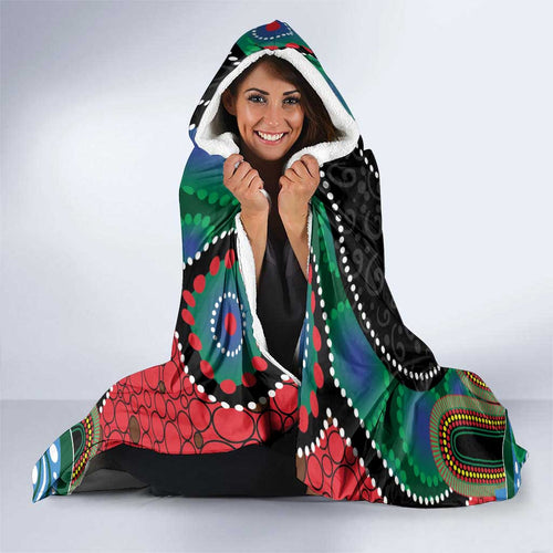 Custom NAIDOC Week 2025 Rabbitohs Hooded Blanket Go Souths Indigenous Art