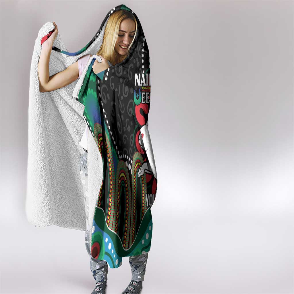 Custom NAIDOC Week 2025 Rabbitohs Hooded Blanket Go Souths Indigenous Art