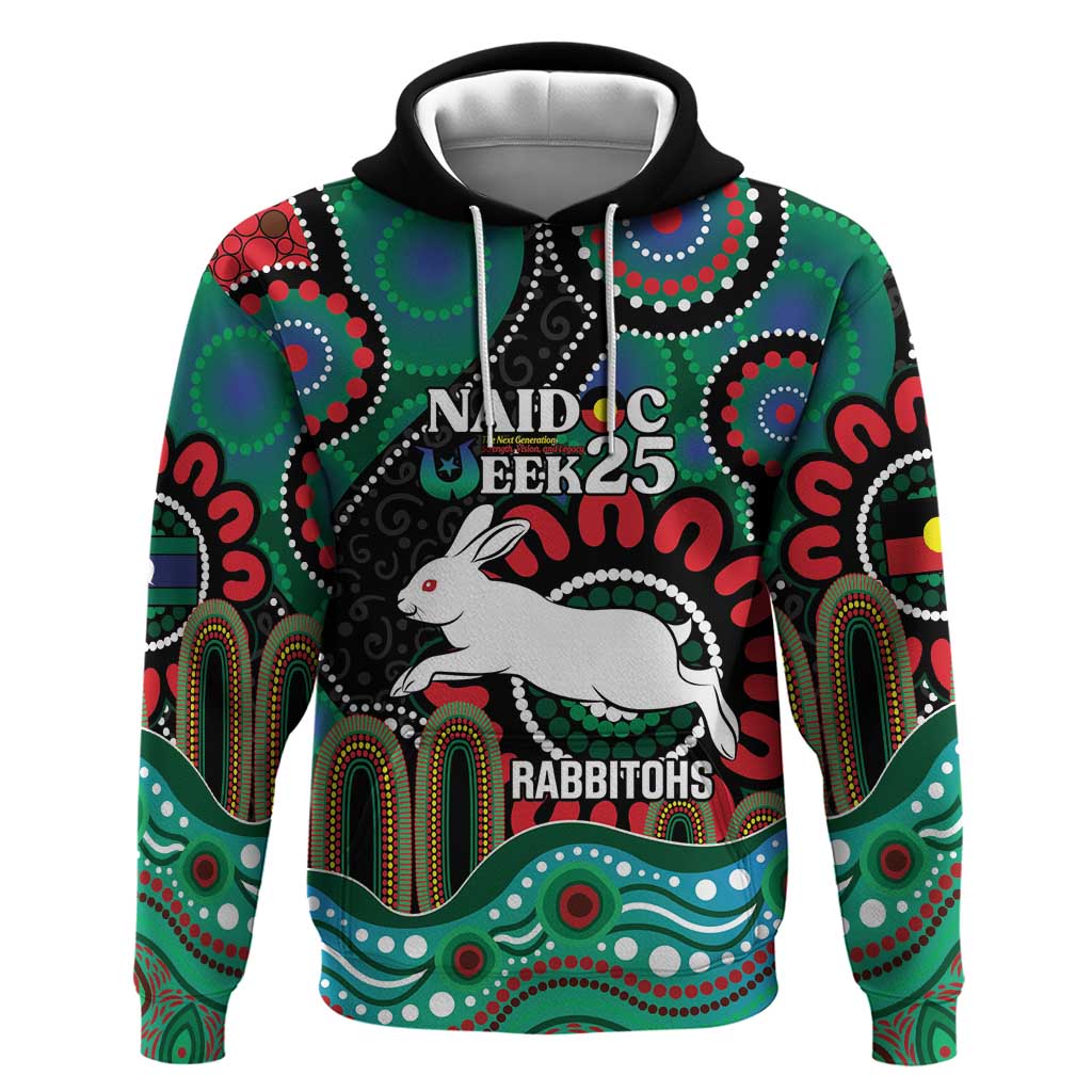 Custom NAIDOC Week 2025 Rabbitohs Hoodie Go Souths Indigenous Art