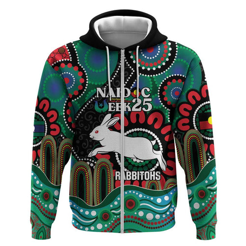Custom NAIDOC Week 2025 Rabbitohs Hoodie Go Souths Indigenous Art