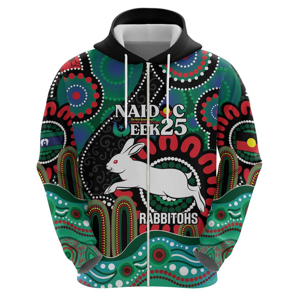 Custom NAIDOC Week 2025 Rabbitohs Hoodie Go Souths Indigenous Art