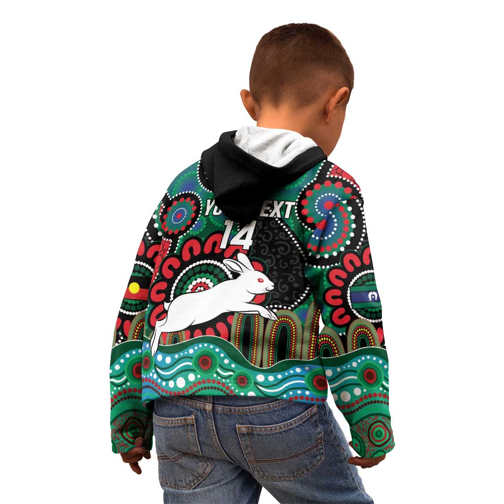 Custom NAIDOC Week 2025 Rabbitohs Kid Hoodie Go Souths Indigenous Art