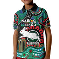 Custom NAIDOC Week 2025 Rabbitohs Kid Polo Shirt Go Souths Indigenous Art