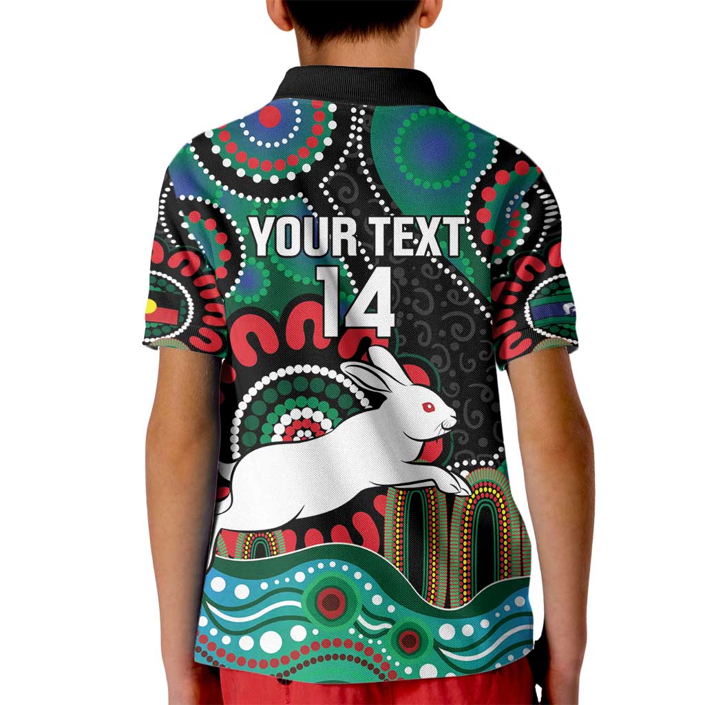 Custom NAIDOC Week 2025 Rabbitohs Kid Polo Shirt Go Souths Indigenous Art