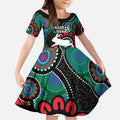 Custom NAIDOC Week 2025 Rabbitohs Kid Short Sleeve Dress Go Souths Indigenous Art