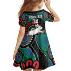Custom NAIDOC Week 2025 Rabbitohs Kid Short Sleeve Dress Go Souths Indigenous Art