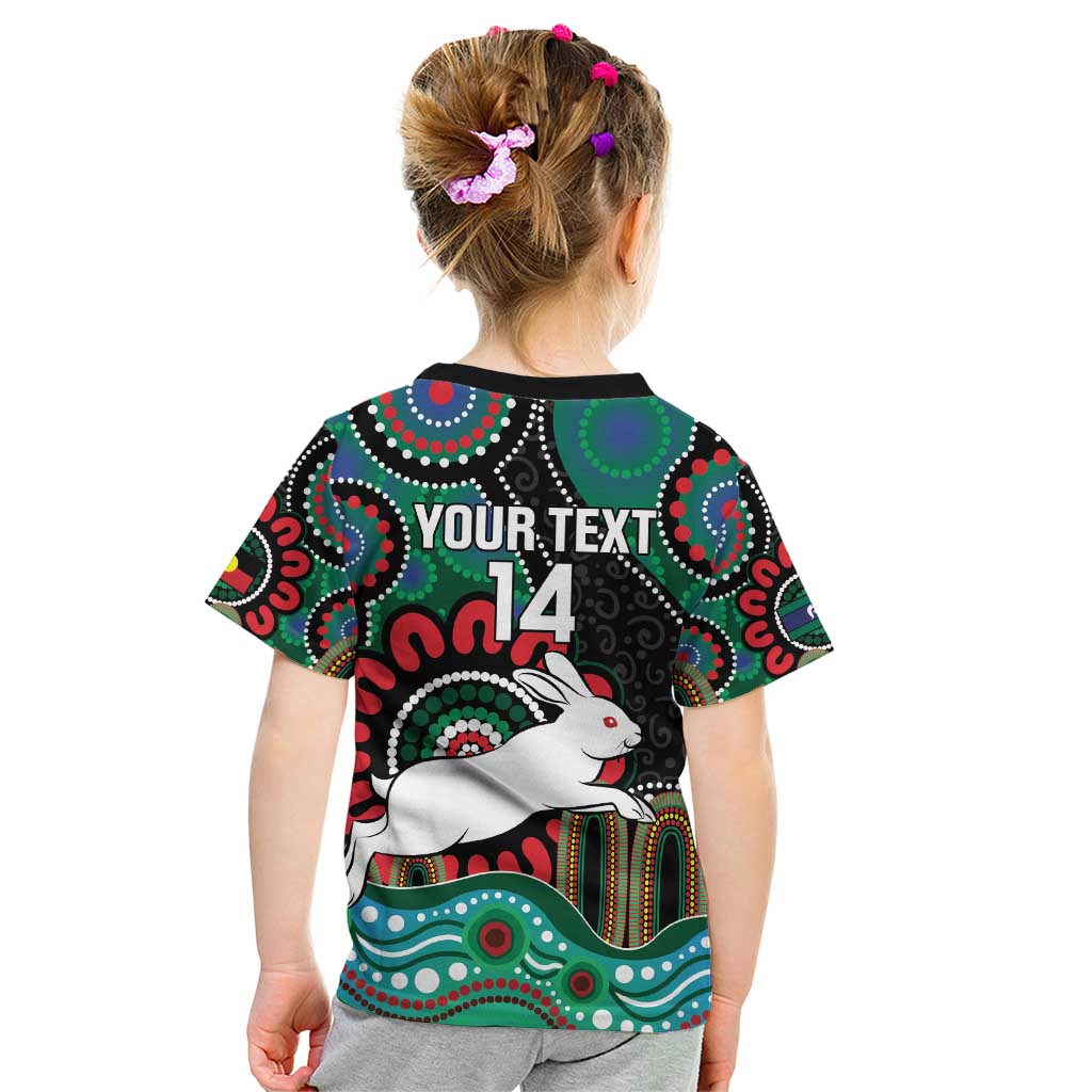 Custom NAIDOC Week 2025 Rabbitohs Kid T Shirt Go Souths Indigenous Art