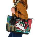 Custom NAIDOC Week 2025 Rabbitohs Leather Tote Bag Go Souths Indigenous Art