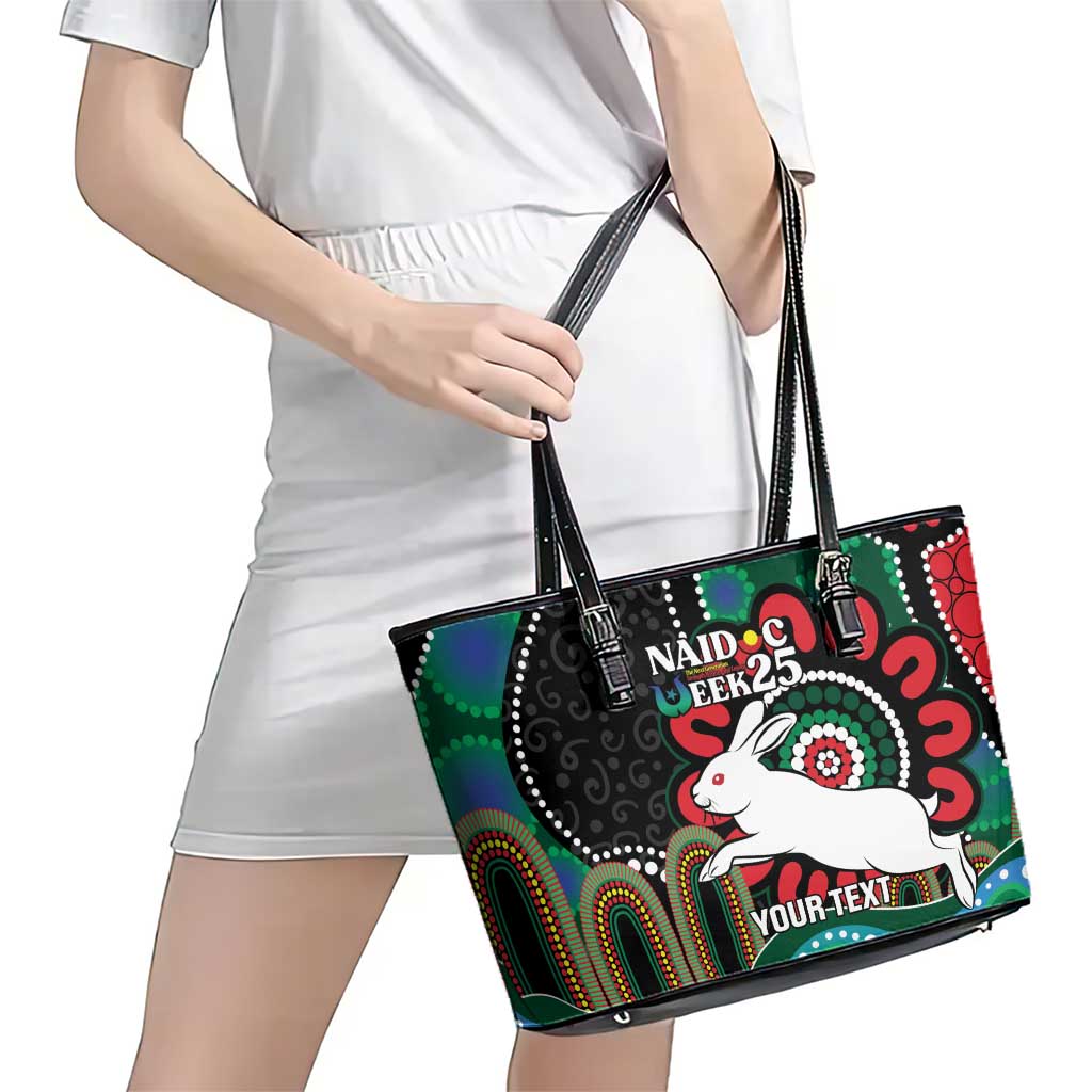 Custom NAIDOC Week 2025 Rabbitohs Leather Tote Bag Go Souths Indigenous Art