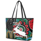Custom NAIDOC Week 2025 Rabbitohs Leather Tote Bag Go Souths Indigenous Art