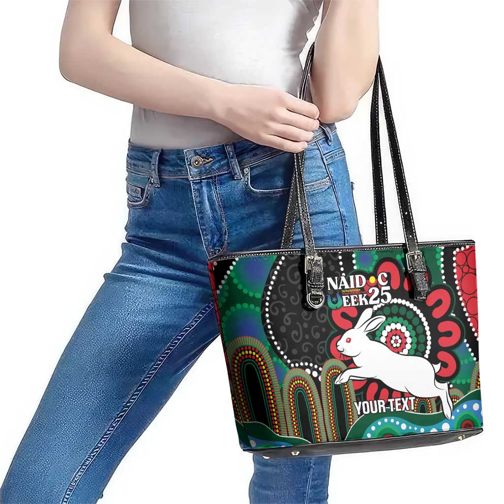Custom NAIDOC Week 2025 Rabbitohs Leather Tote Bag Go Souths Indigenous Art