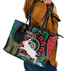 Custom NAIDOC Week 2025 Rabbitohs Leather Tote Bag Go Souths Indigenous Art