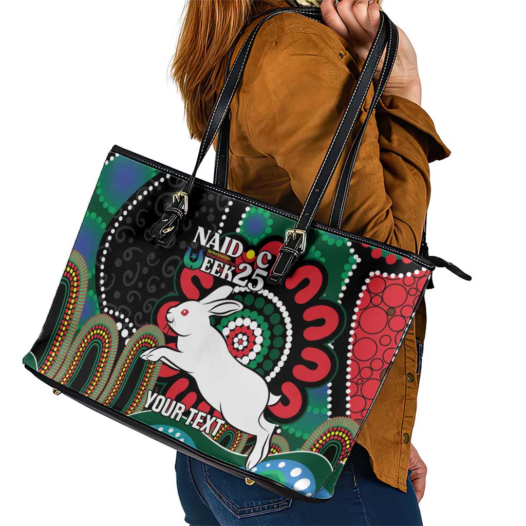 Custom NAIDOC Week 2025 Rabbitohs Leather Tote Bag Go Souths Indigenous Art