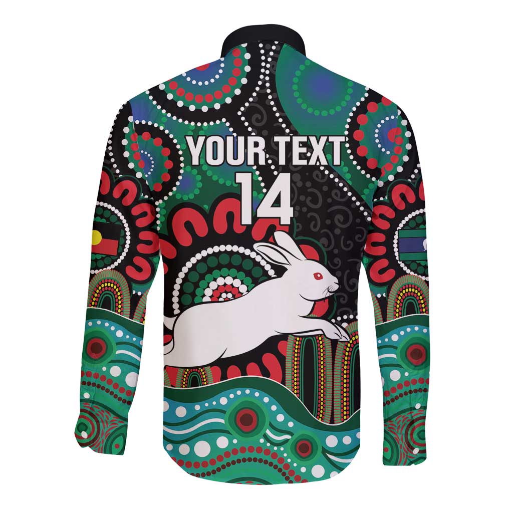 Custom NAIDOC Week 2025 Rabbitohs Long Sleeve Button Shirt Go Souths Indigenous Art