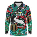 Custom NAIDOC Week 2025 Rabbitohs Long Sleeve Polo Shirt Go Souths Indigenous Art
