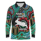Custom NAIDOC Week 2025 Rabbitohs Long Sleeve Polo Shirt Go Souths Indigenous Art